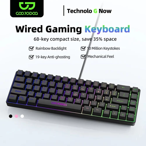 Imagen 1 del producto GOOJODOQ Mini teclado para juegos 60% teclado mecánico portátil con cable retroiluminado RGB teclado ultracompacto de 68 teclas