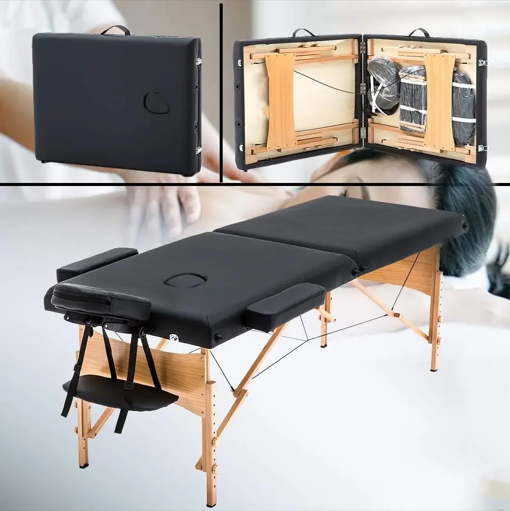 Massage Table Portable Massage Bed Lash 28In Wide Spa Hight Adjustable 2 Fold Spa Facial Cradle Salon with Non-W