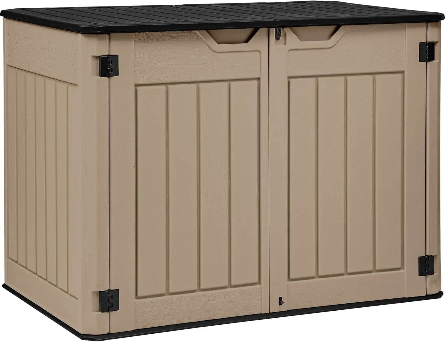 Large Outdoor Horizontal Storage Shed 47 cu ft Resin Tool Shed w/o Shelf Outdoor Waterproof Storage Brown