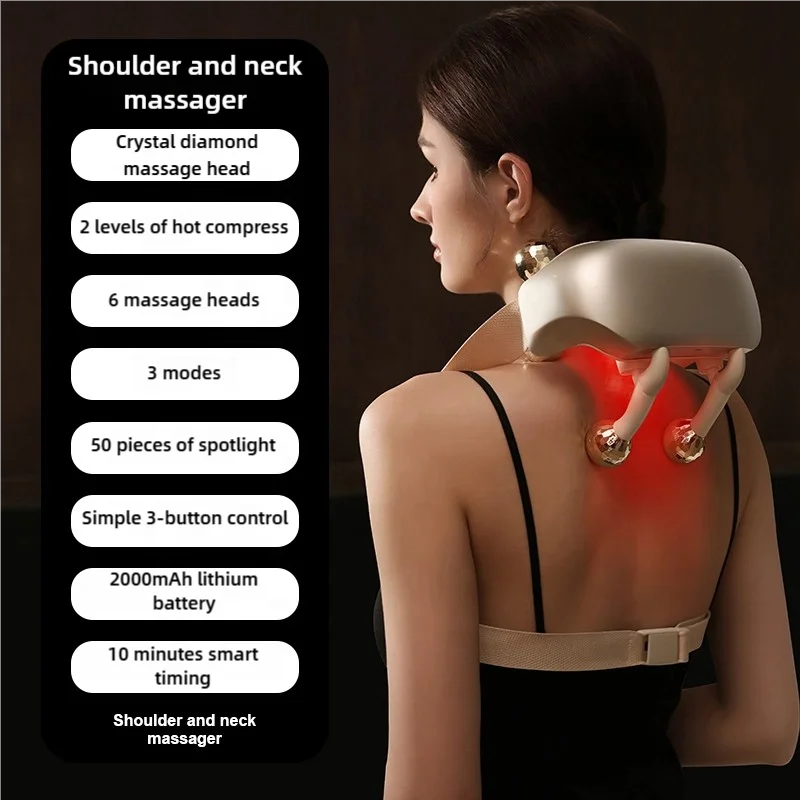 

Smart Library Electric Shiatsu Massagers For Neck And Back With Heat Deep Tissue 3D Kneading Neck Massager For Relive Muscle Ten