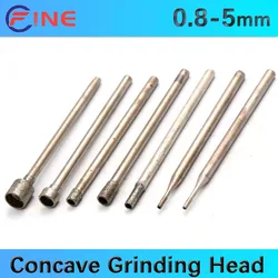 5-10pc 0.8-5mm Diamond Burr Core Drill Bit Engraving Shank For Glass Tile Grinding Hollow Head 2.35mm Shank Electric Rotary Tool