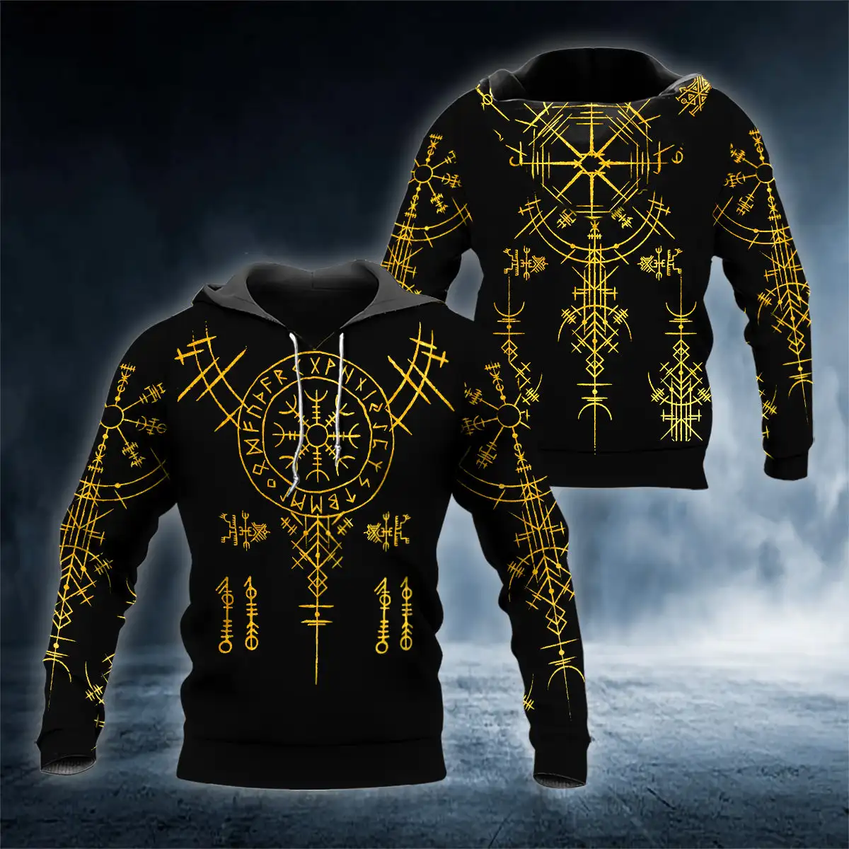 Golden Helm Of Awe Viking Tattoo 3D All Over Printed Hoodies For Men/Women Streetwear Sweatshirts Zip Up Hoodie Sudaderas Hombre