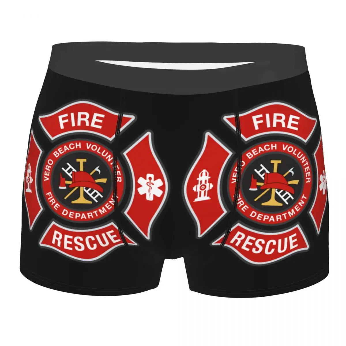 Custom Fire Rescue Firefighter Underwear Men Stretch Boxer Briefs Shorts Panties Soft Underpants For Homme