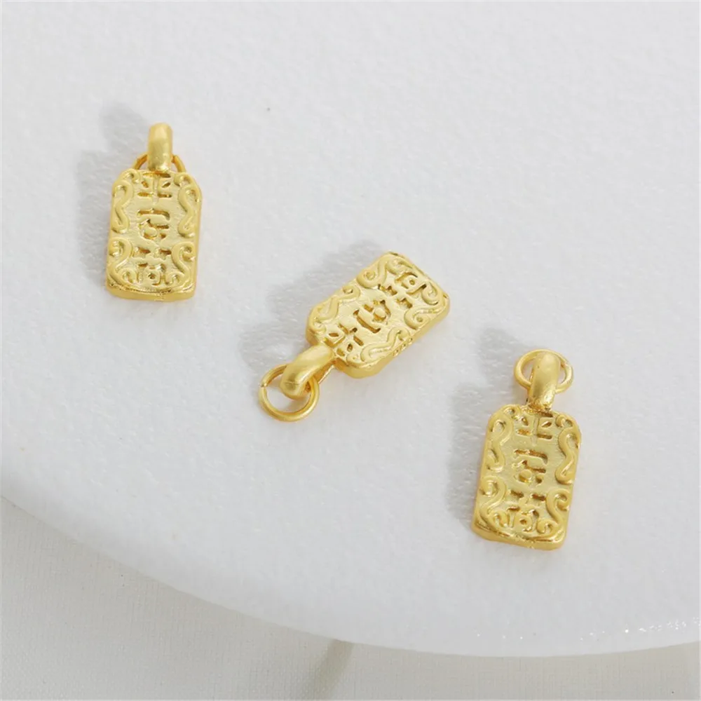 

18K Gold Color Lucky Nafu Ping'an Fu Tag Pendant, DIY Bracelet and Necklace, Jewelry Accessories