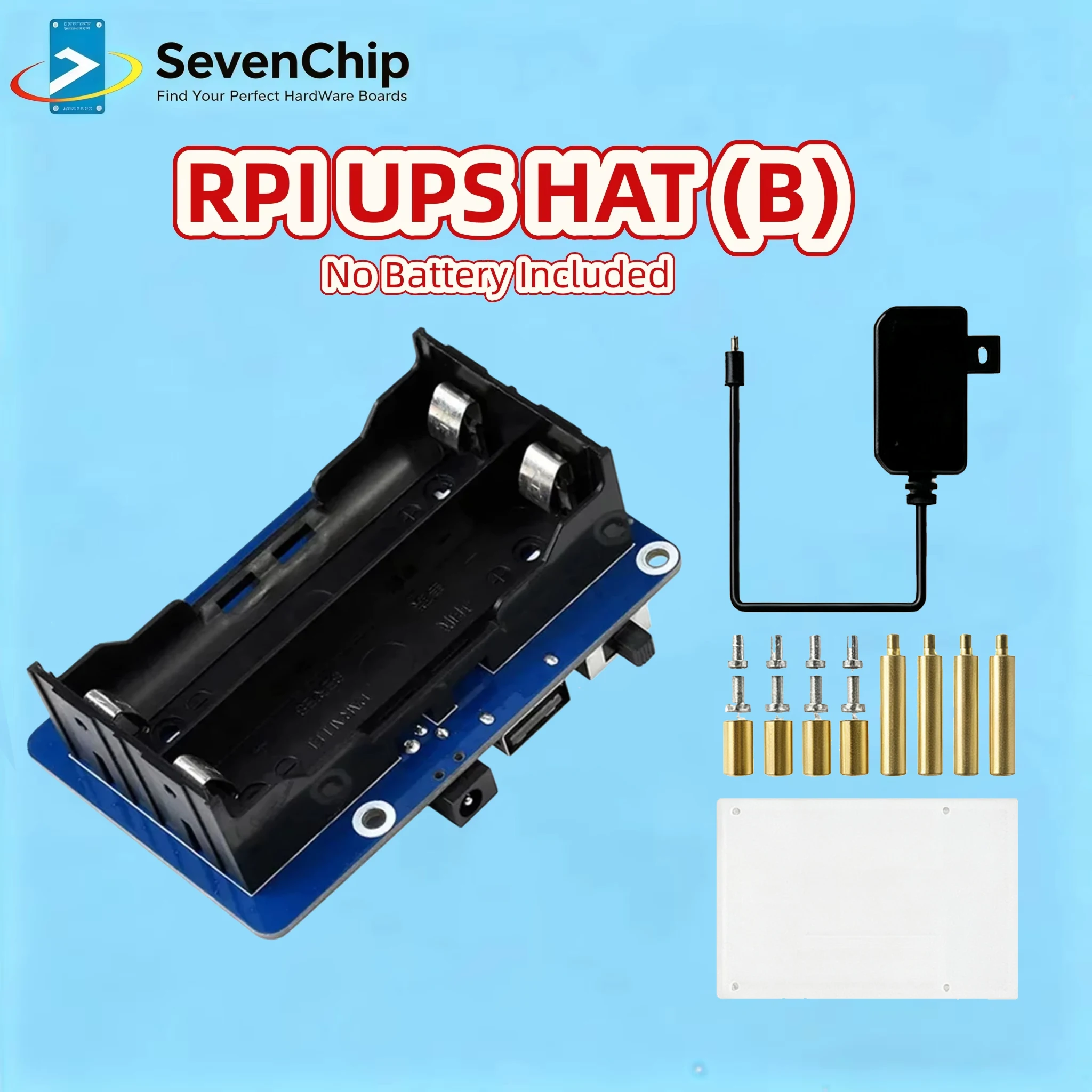 Waveshare RPI UPS HAT (B) For Raspberry Pi 5/4B etc., 5V Uninterruptible Power Supply, 5A High Current, Pogo Pins Connector
