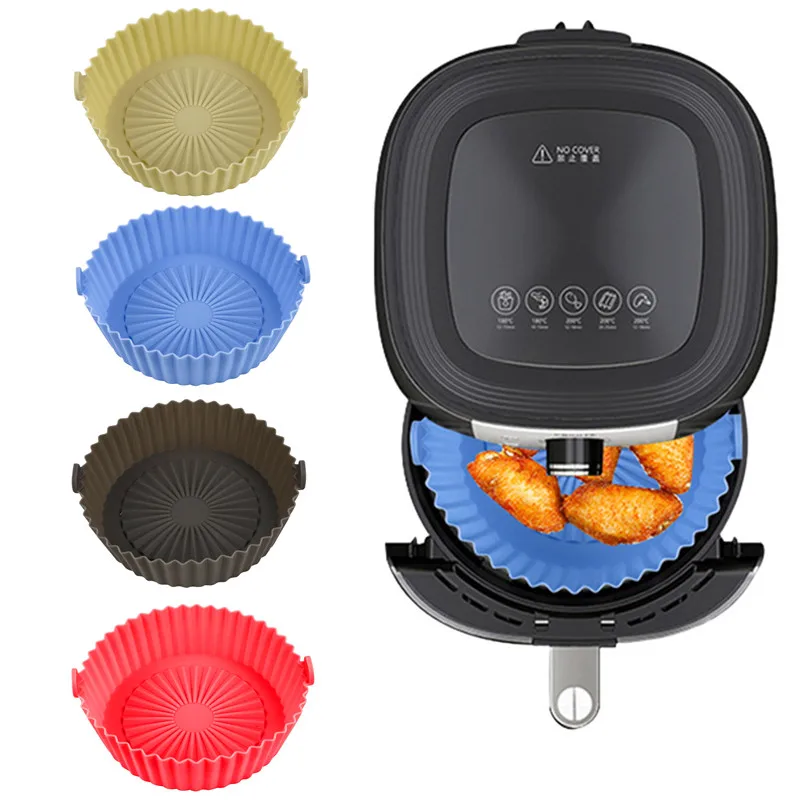 

Air Fryer Oven Silicone Baking Tray Fried Pizza Chicken Basket Mat AirFryer Silicone Pot Round Replacemen Grill Pan Accessories