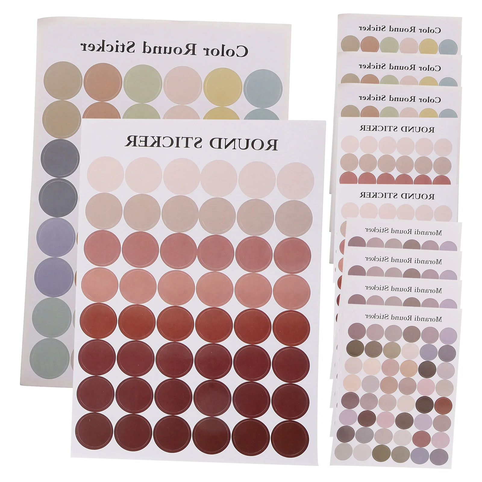 12 Sheets Earth Color Round Stickers Dot Circle Labels Portable Envelop Scrapbook Paper Multi-function Envelope Accessory