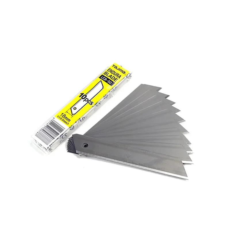 TAJIMA LB50PN 18 مللي متر قطع الغيار شفرة 10 قطعة استبدال شفرة مجموعة ل سكّين متعدّد الاستخدامات الفن القاطع الفضة L-نوع القياسية شفرات حادة