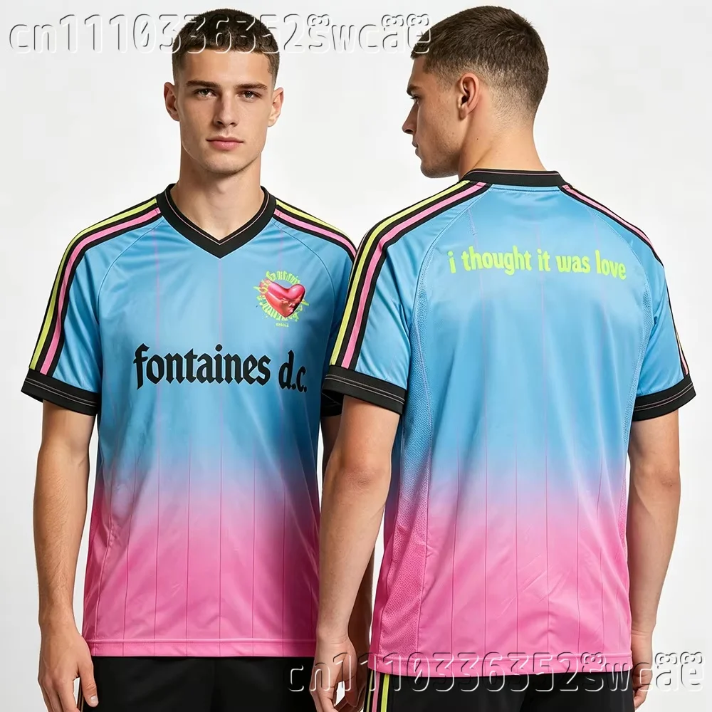 2026/27 Fontaines D.C. Band V Neck Jersey Summer Fashion New Breathable  Shirt Unisex High  Sleeve Loose Tee FamilyMatching