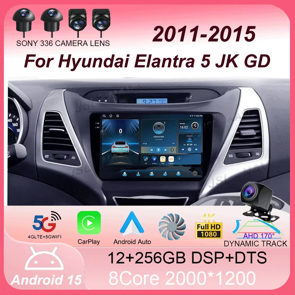 

Android 15 For Hyundai Elantra 5 JK GD MD UD 2011 - 2015 Carplay Auto GPS Car Radio Navigation Multimedia Video Player Stereo BT