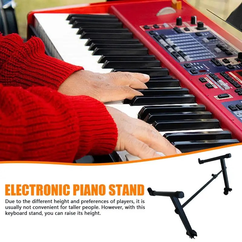 Piano Keyboard Stand X Shaped Digital Piano Display Holder Heavy Duty Performance Rack With Locking Straps Double Layer Sheet