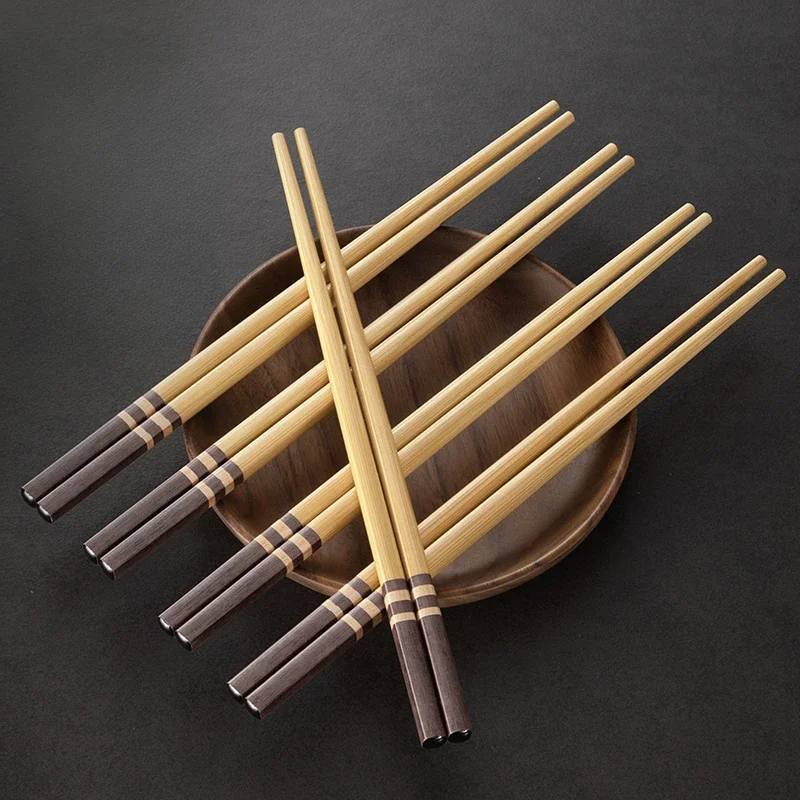 10 Pairs of Chinese Striped Bamboo Chopsticks, Japanese Kitchen, Tableware, Sushi Chopsticks, Antibacterial and Mildew Resistant