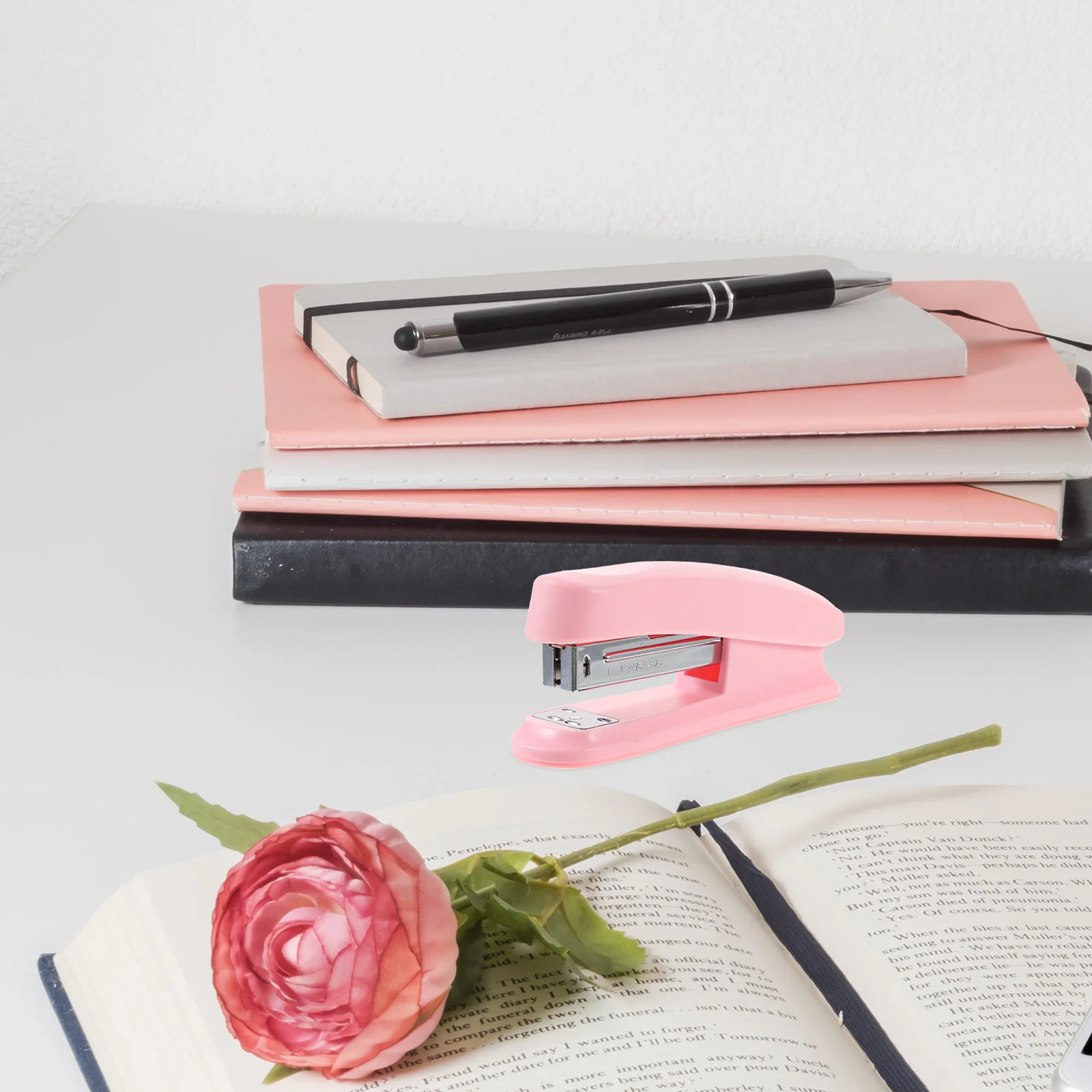 

Staplers for Desk Electric Handheld Portable Office Gadgets Pink Metal Supplies