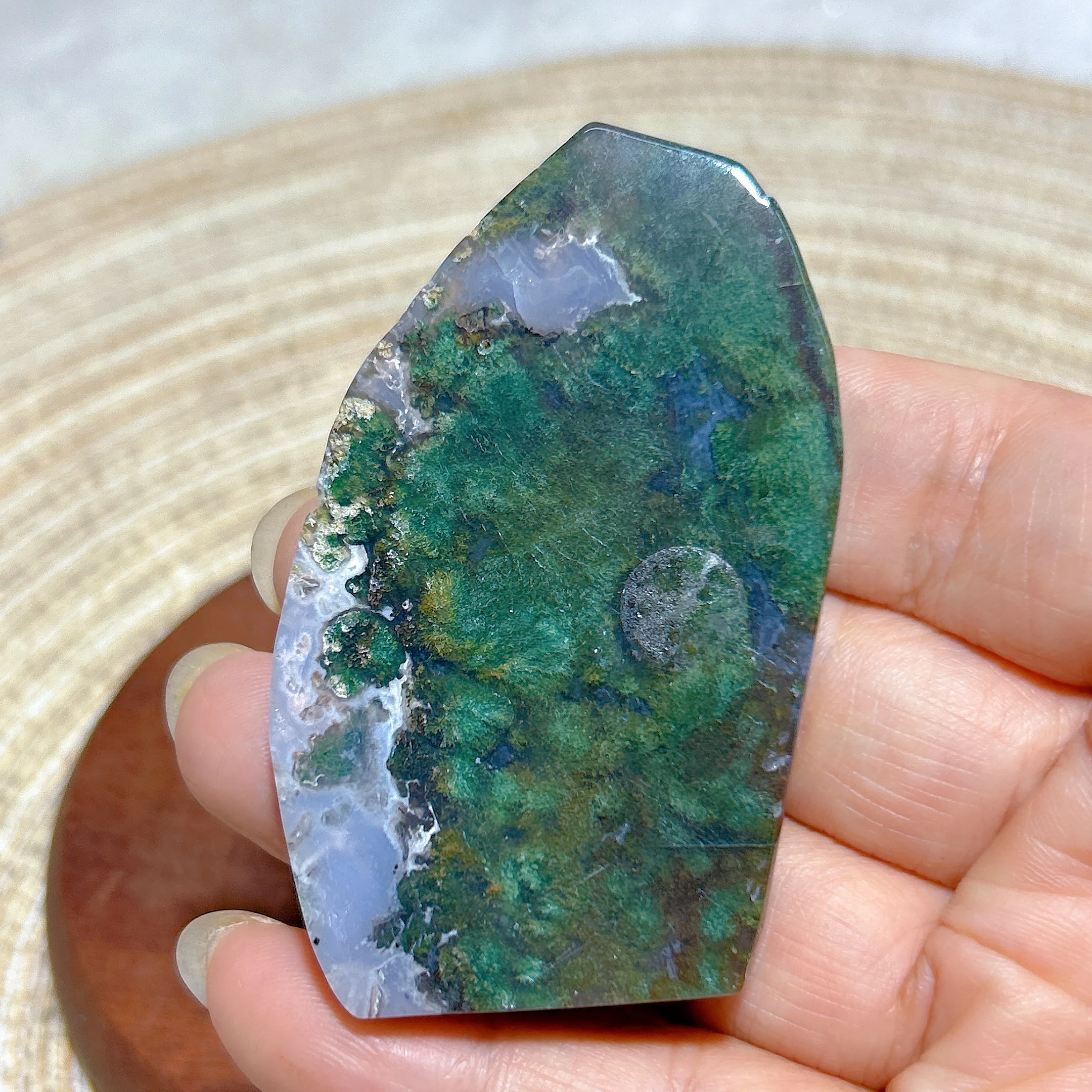 

Healing Natural Crystal Moss Agate Slab Polished Slice High Quality Gemstones mediation Mineral Energy Home Decorations Gift