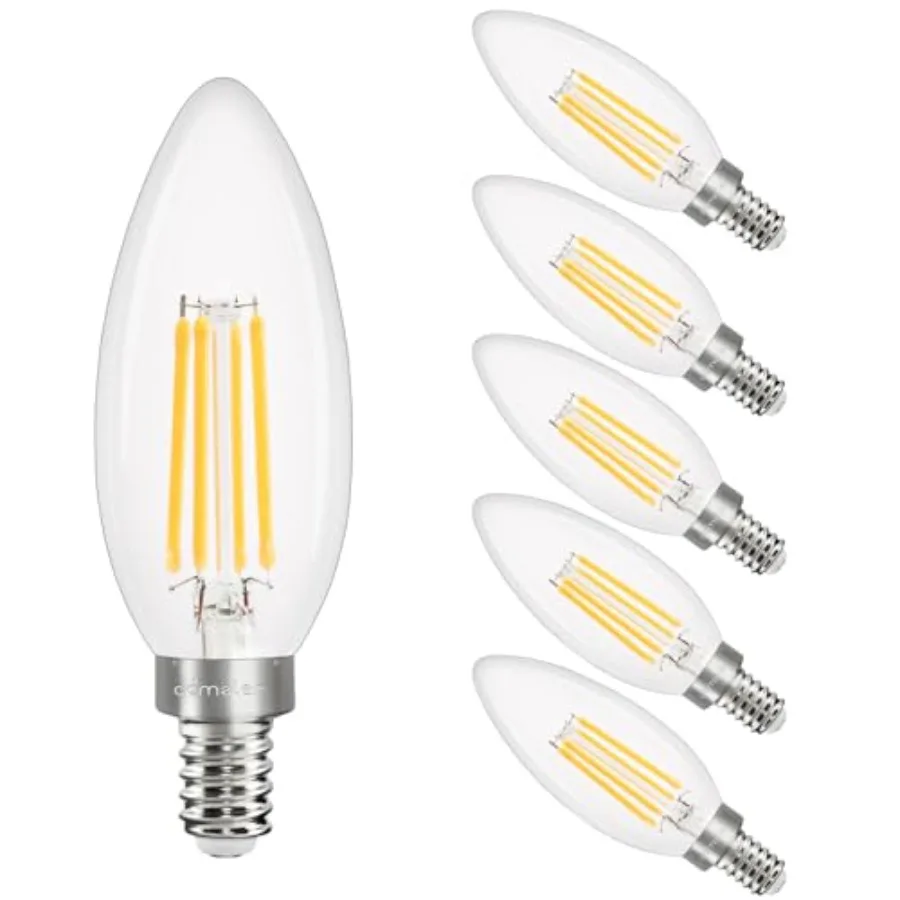 E12 LED Candelabra Bulb Dimmable, Light 40W Equivalent Chandelier Light Bulbs, C35 B11 Type B 400LM Ceiling Fan Bulbs, Edison F