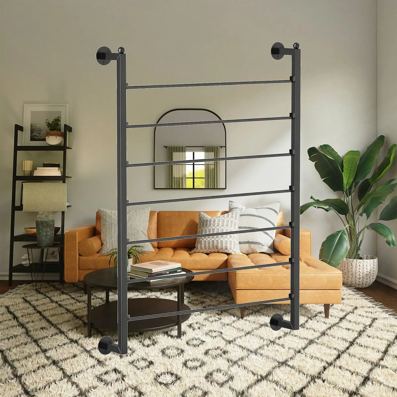 Seven-Tier Wall-Mounted Storage and Display Rack Versatile Carbon Steel Wall Rack with Seven Tiers Ribbon Holder Space-Saving