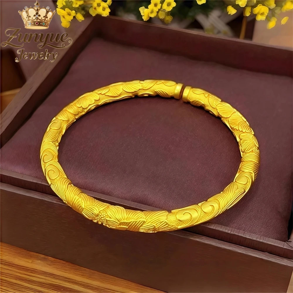 

Sand Gold Three-Dimensional Peony Flower Bracelet Luxury Quality Jewelry Handicraft Fashion Jewelry Exquisite Charms Popular