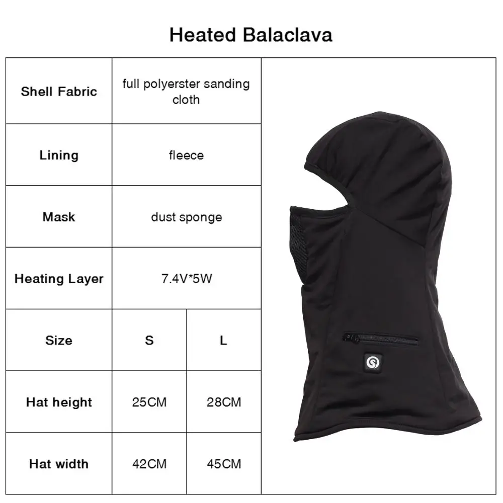 Penyelamat Panas Penghangat Ski Masker dengan Baterai Listrik Topi Hangat untuk Wanita Snowboard Balaclava Penghangat Leher Pria Termal Balaclava