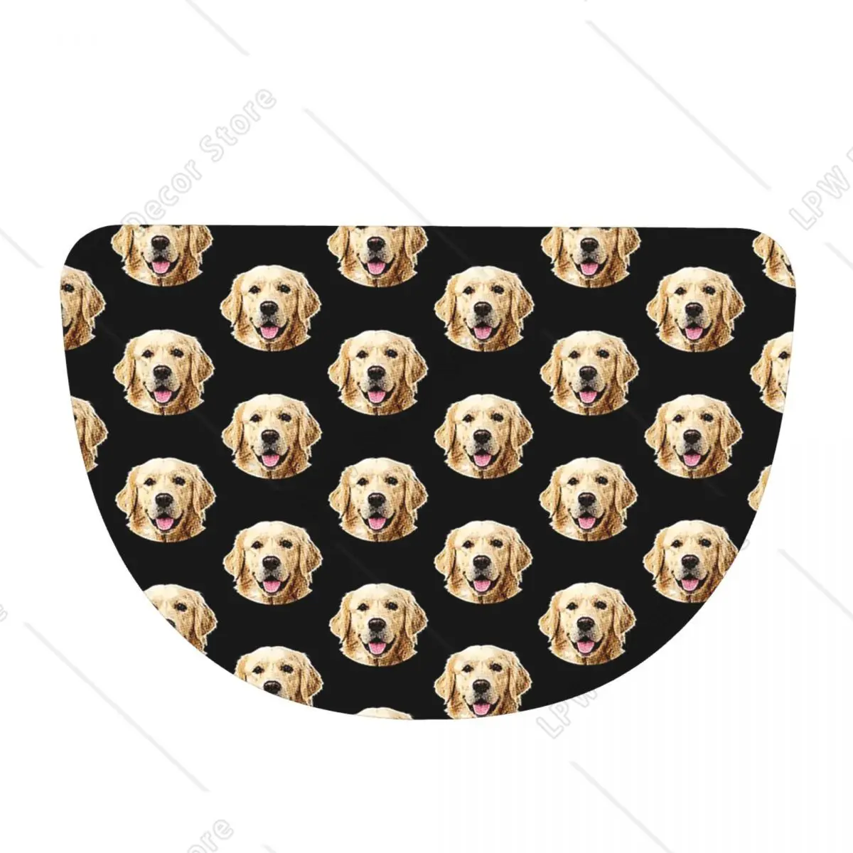 Funny Golden Retriever Face Portrait Flannel Half Round Doormat Non Slip Bathroom Mat Absorbent Floor Carpet for Living Room