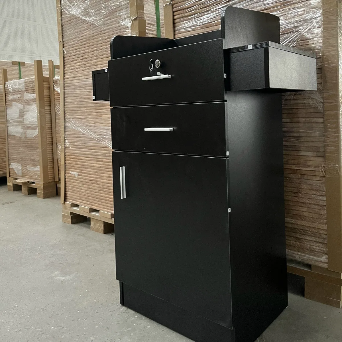 Hair Dryer Racks Without Electricity (Stainless Steel) Modern Design Salon Cabinet Black 2 Independent Floor-Standing