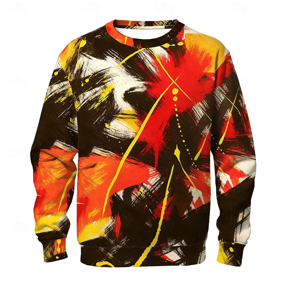 

3D Colorful Graffiti Print Men's Sweatshirt Autumn Fashion Outdoor Street Round Neck Pullover Oversize Daily Casual Male Clothes