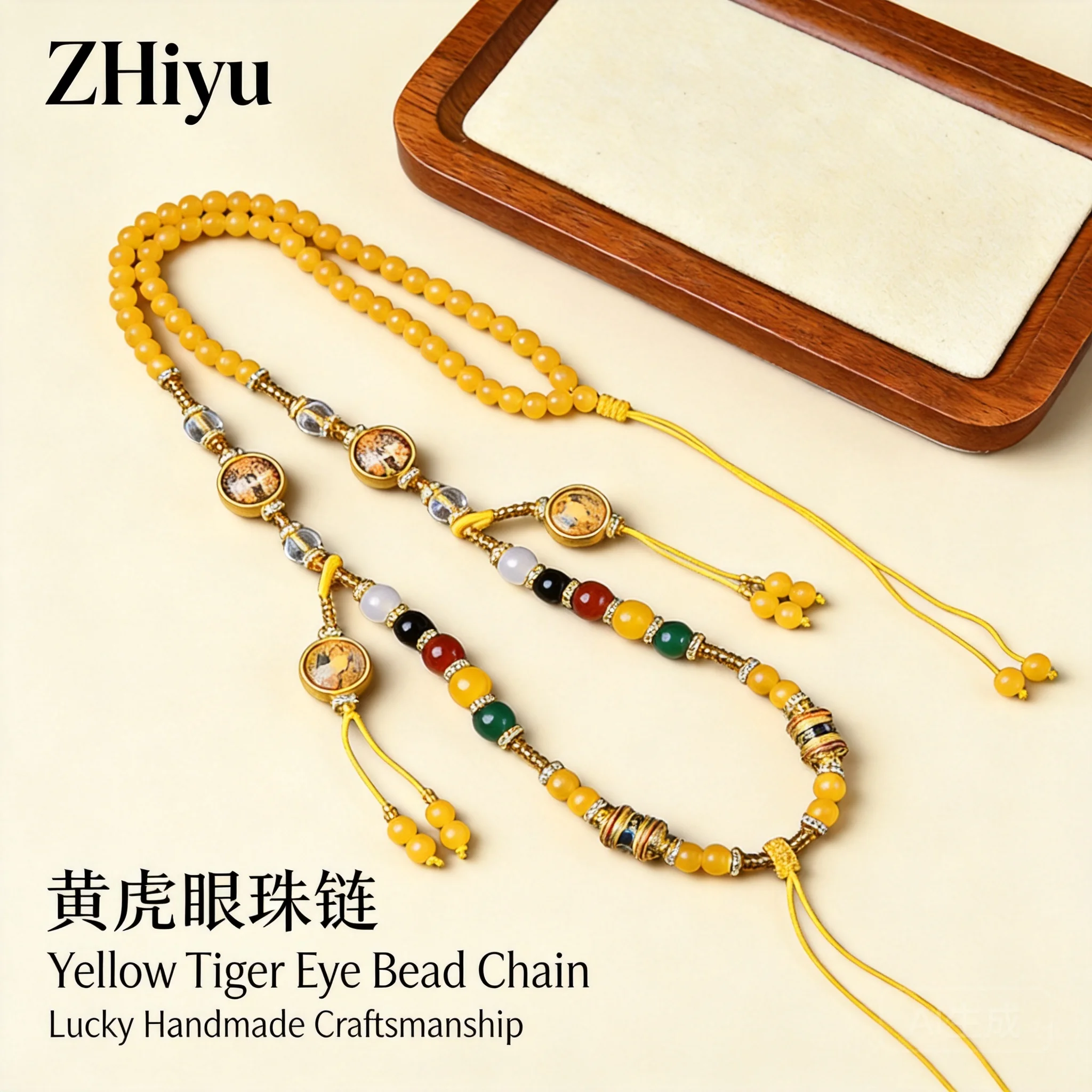 Chinese Style Lucky Thangka Pendant Necklace Natural Cats Eye Stone Adjustable Universal Buckle Tibetan Buddhist Amulet Chain