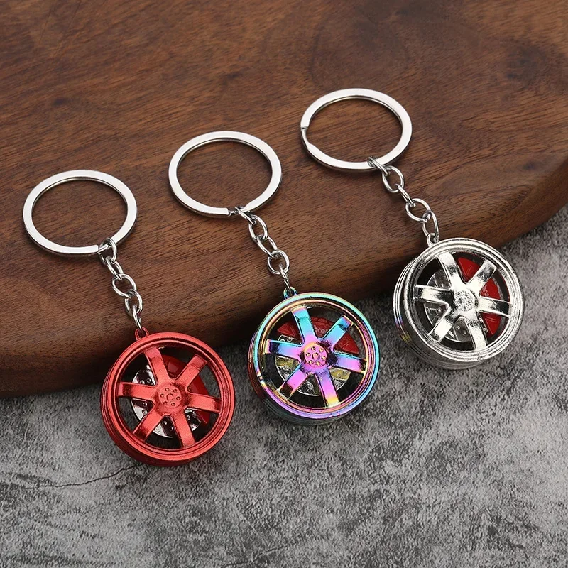 Creative Wheel Hub Keychain Speed Gearbox Keyring for Car Key Turbo Hub Brake Disc Pendant Shock Absorber Keys Holder Chain Ring