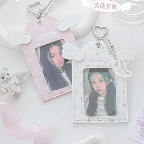 Ins Style Angel Wing Photo Card Holder Pendant 3 Inch Star Photo Card Case Campus Card Protection Set Pop Idol Photocard Holder