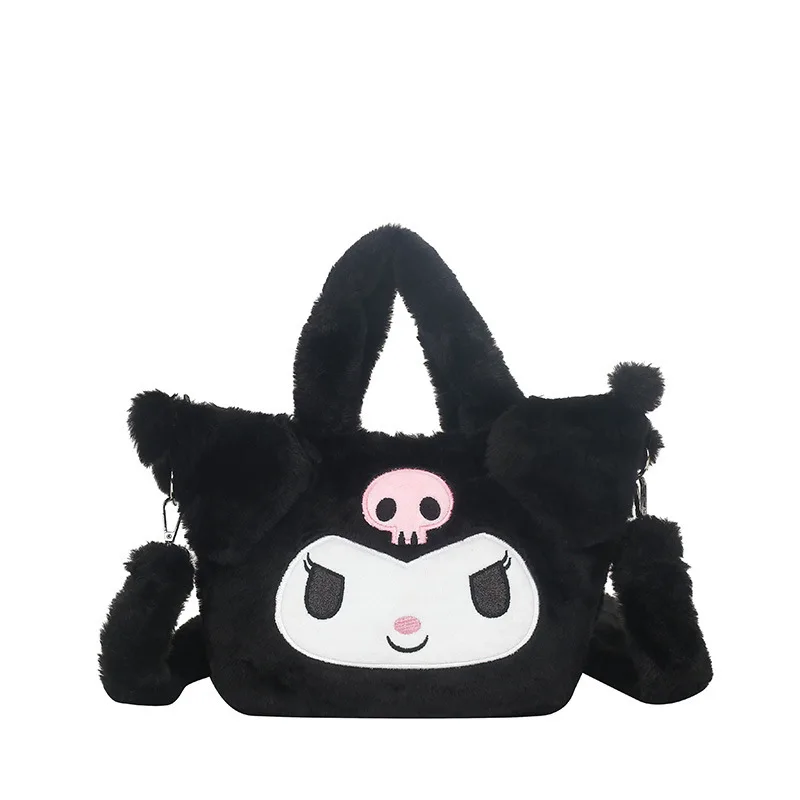 MINISO Sanrio Plush Bag Kawaii Kuromi Cinnamoroll Melody Cartoon Anime Handbag Crossbody Cosmetic Travel Storage Bags