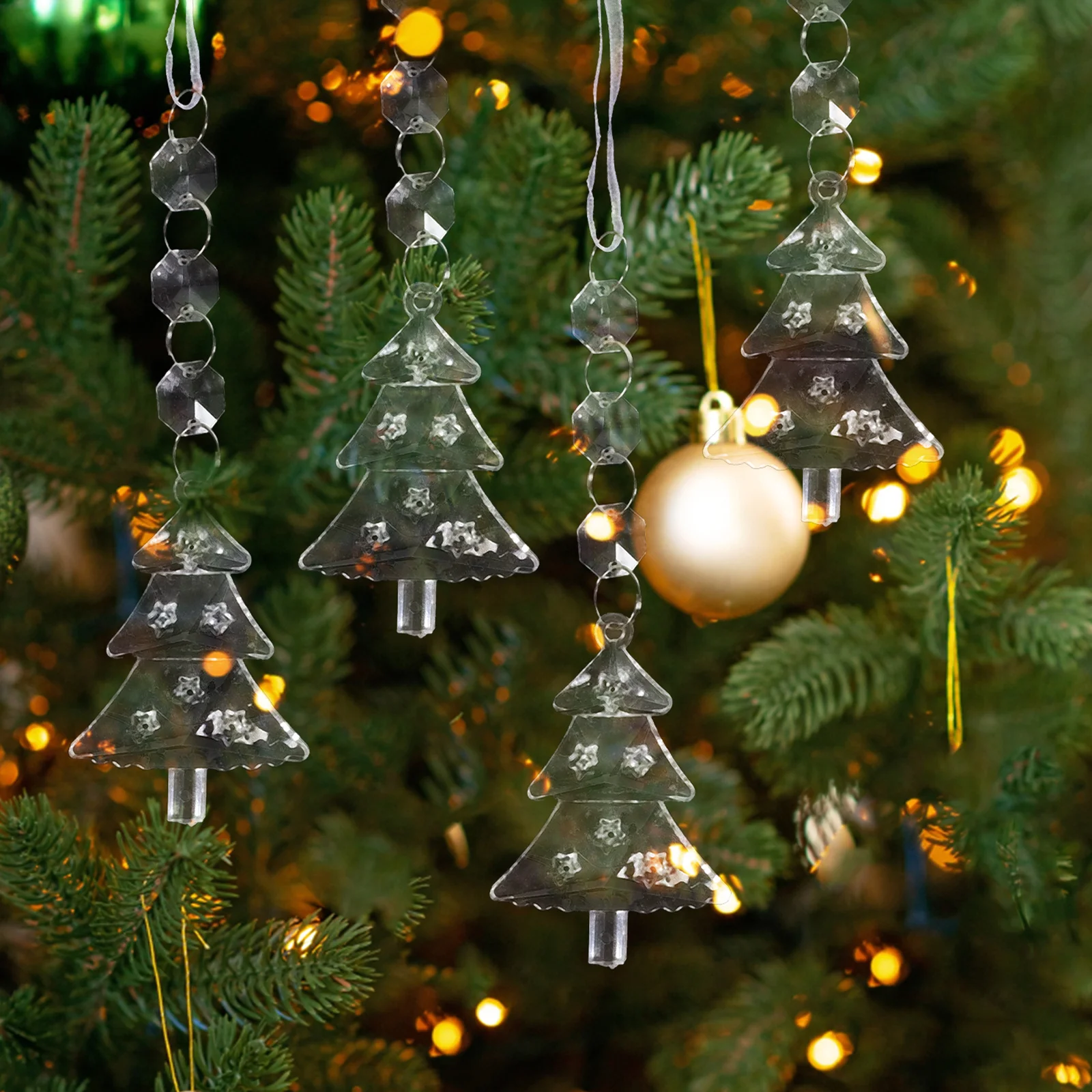 

10Pcs Christmas Tree Shape Hanging Ornaments Acrylic Xmas Decorations for Home Party Christmas Tree Pendant