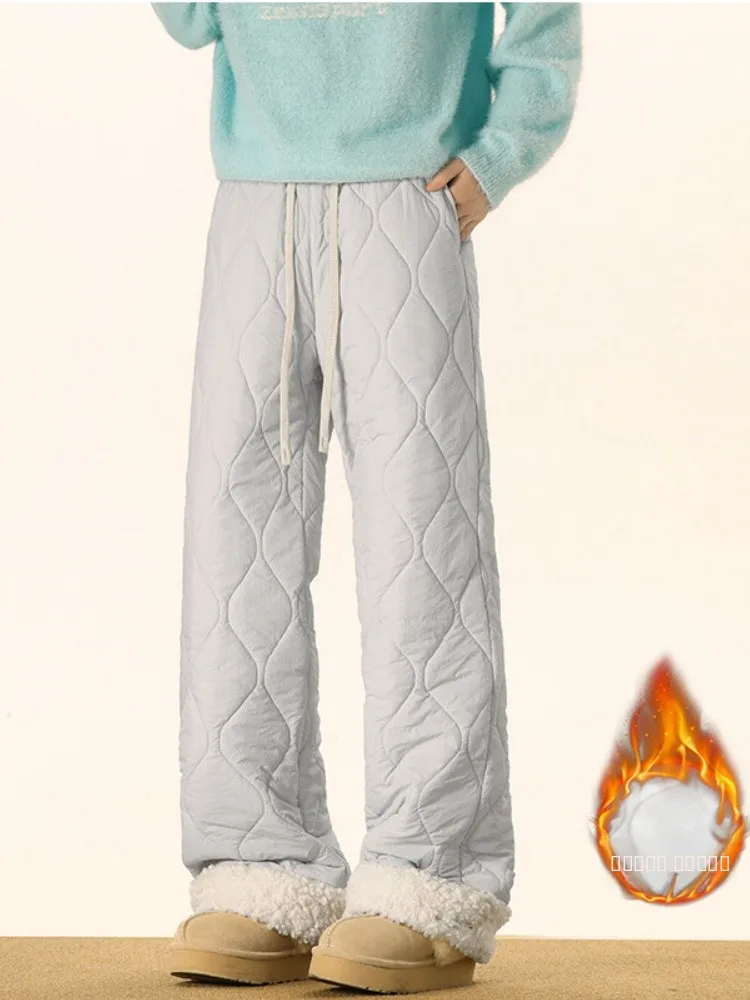 Pantalones de algodón gruesos y cálidos para hombre, de pierna recta y ancha, para uso en exteriores, resistentes al frío por debajo de 40 grados Fahrenheit.