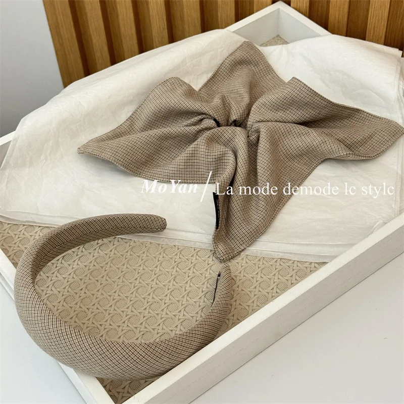 

Korean Style Plaid Fabric Sponge Hairband for Women 2025 New Elegant Ponytail Square Scarf Headband High-end Hair Hoop Hair Tie