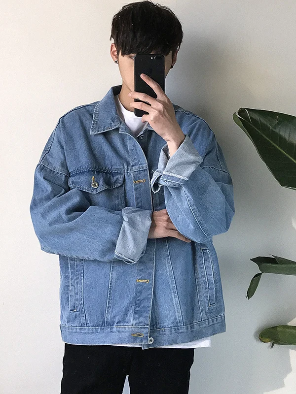 

Loose Casual Men's Denim Jaet Autumn High Street Faion Brand Workwear Sle Hong Kong Sle Leisure Match Couple Top