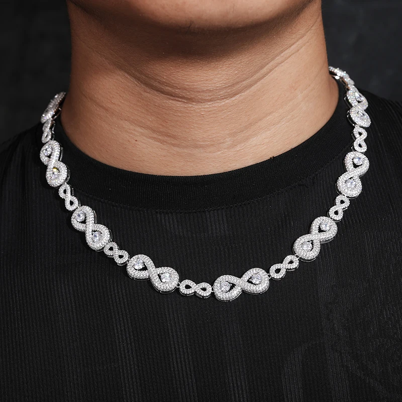 

Original Design Rapper Punk Style Necklace 12mm 925 Sterling Silver Waterproof Men Moissanite Iced Out Cuban Link Chain