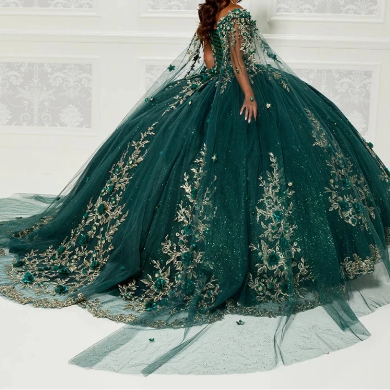 

Ashely Alsa 2024 Emerald Quinceanera Dresses Princess Lace Ball Birthday Party Gown Sweet 16 Dresses Prom Vestidos De 15 Anos