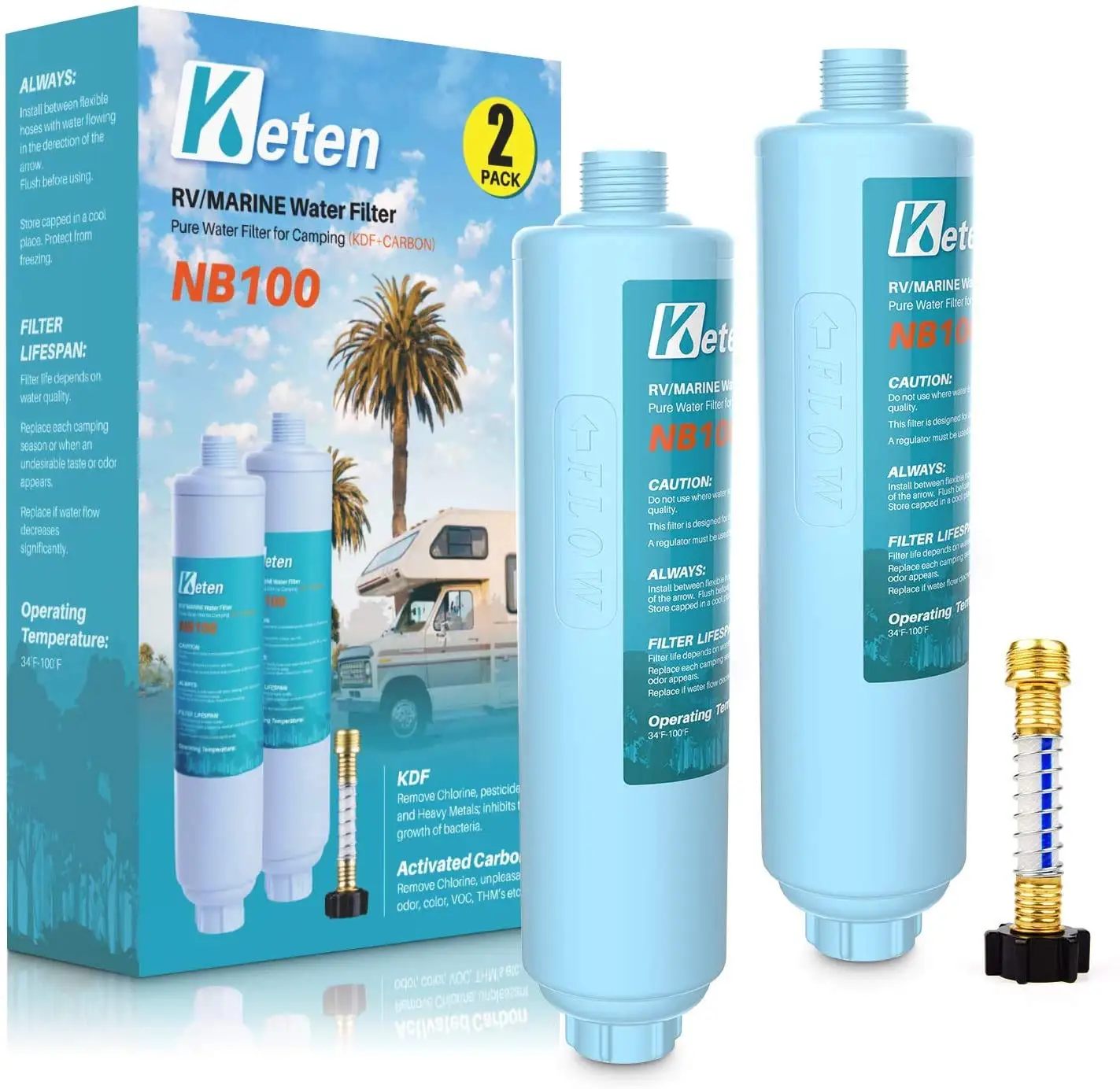

2PCS RV Water Filter Cartridge Water with 1 Hose Protector RV Water Filter for Garden, Pool