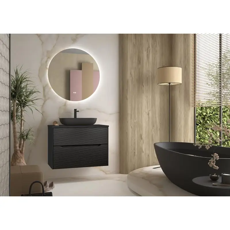 Kabinet Vanity Tunggal 32 Inci Hitam Matte