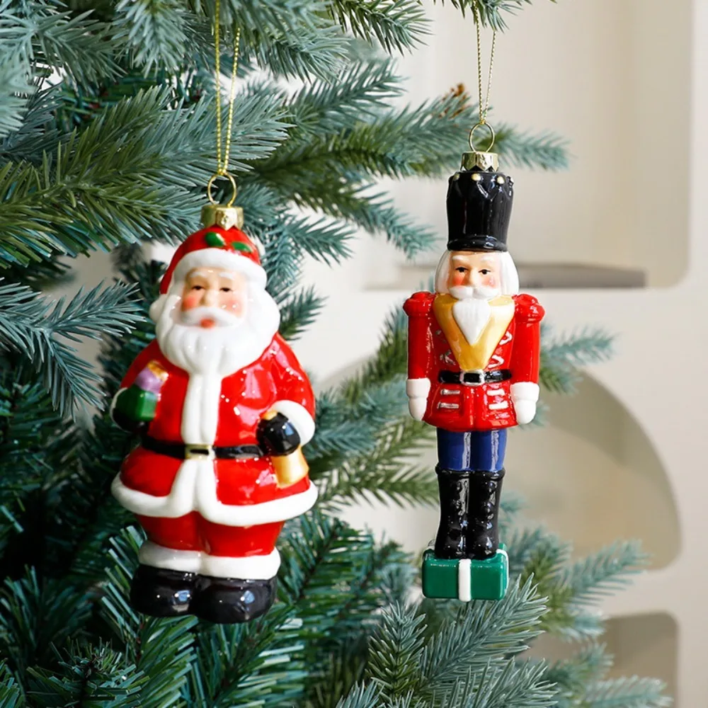 Ciondolo con statuetta di Babbo Natale 3D, albero di Natale in plastica colorata, ornamenti appesi, porta di forniture per layout di scene natalizie fai da te