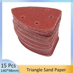 15pcs 140*98MM Mouse Sandpaper Triangle Sand Paper Hook and Loop Sanding Disc For Car Polishing Assorted Grit 40-1000 for Metal