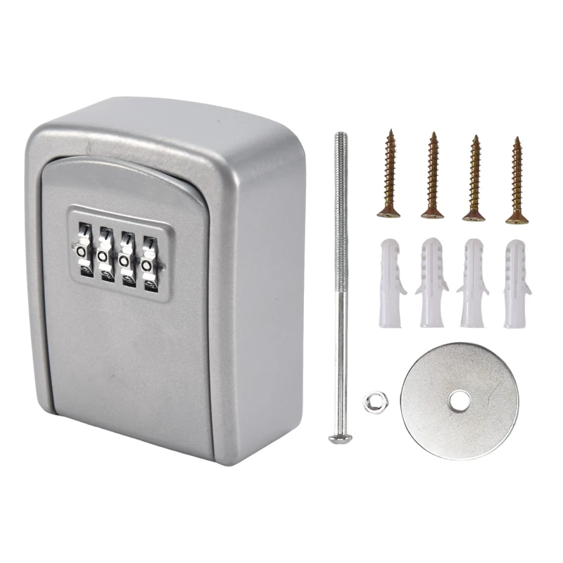 

A68P-Key Lock Box Wall Mounted 4 Digit Combination Lock Box For House Key Weatherproof Security Key Storage Lock Box