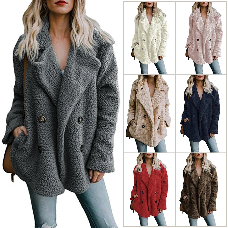 Women Faux Fur Coat Warm Autumn Winter Teddy Female Casual Coat Oversized Soft Fluffy Fleece Jackets Overcoat