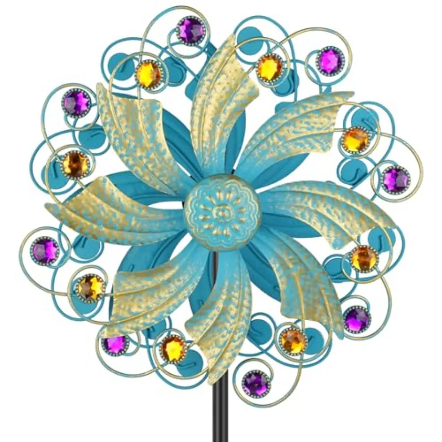 

Metal Wind Spinners Outdoor Golden Kinetic Wind Sculpture Garden Pinwheels with Metal Stake Yard Art Decor for Patio Lawn and G