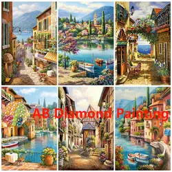 AB Diamond Embroidery Full Drill Square Landscape 5D Diamond Painting City Cross Stitch Picture Mosaic Street Wall Decor