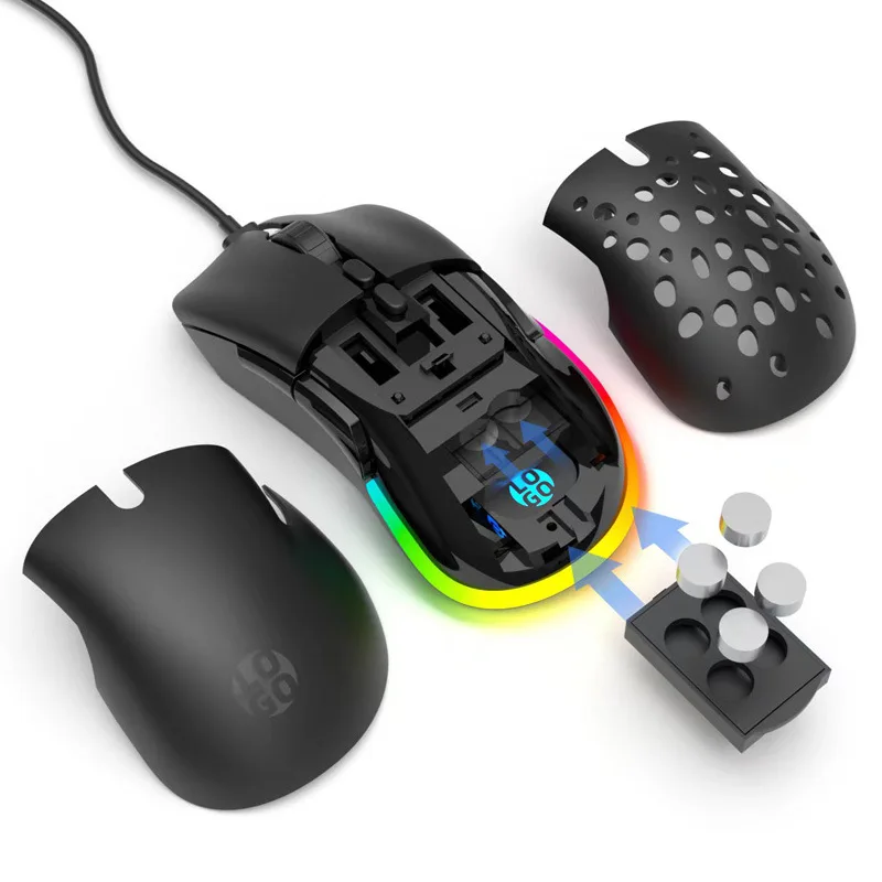 Laptop Gaming Mice Wired Gaming Mouse 6d Programmable Buttons 7200dpi 2.4g Optical Wireless Swappable Shell Rgb Gaming Mouse