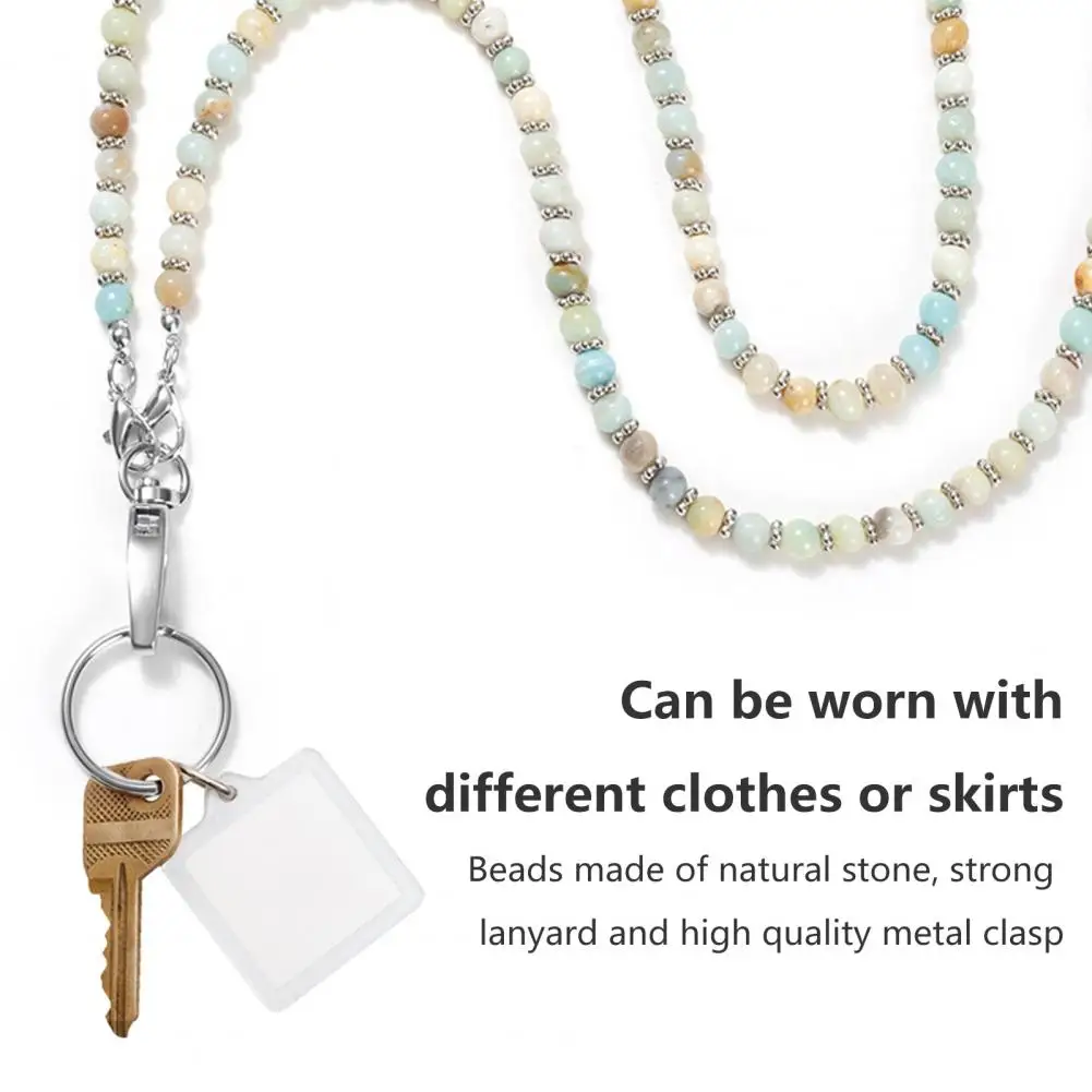 Sleutelhanger Lanyard Key Badge Lanyard Ketting Modieuze Natuursteen Lanyard Ketting Met Aangepaste Naam Gesp Voor Trendy