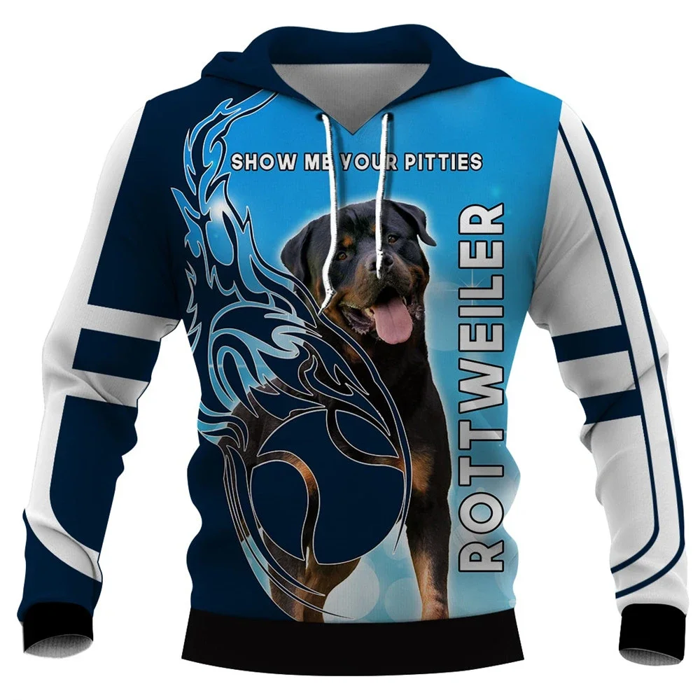 

HX Rottweiler Hoodies Animals Totem Dog Printed Sweatshirts Pullover Tops Casual Harajuku Streetwear Dropshipping