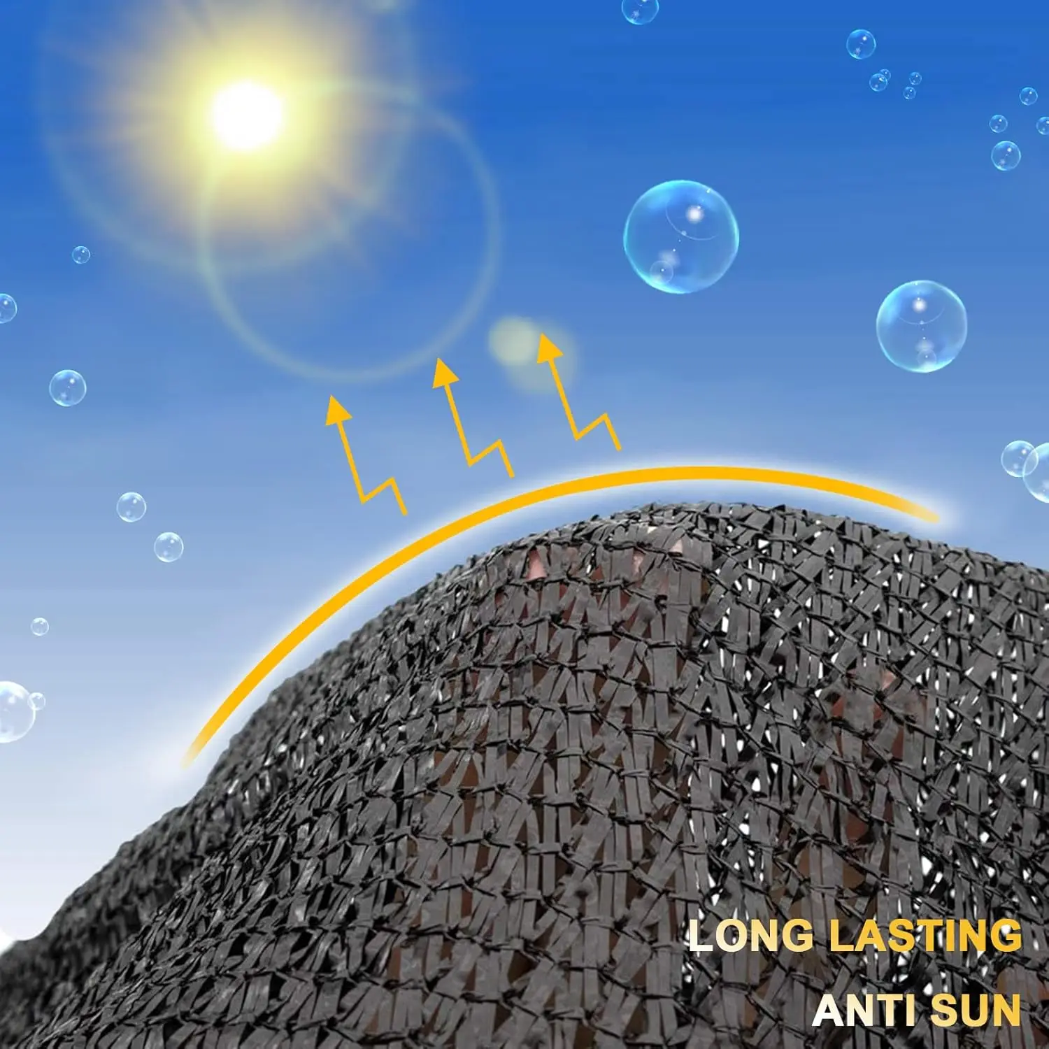 Pano de sombra - Rede de malha de sombra de jardim com ilhós Capa de proteção solar externa, taxa de sombreamento preta 70% -90%