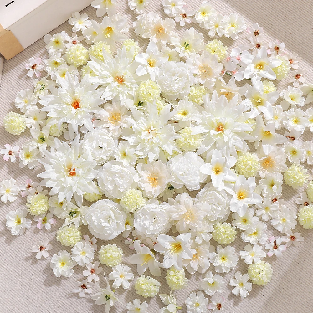 

20/50Pcs White Artificial Flowers Silk Fake Flowers Heads for Home Decor Wedding Christmas Decoration DIY Garland Gift Accessory