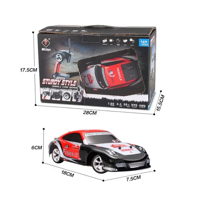 WLtoys K969 1:28 RC Racing Car - 4WD 2.4G, 30km/h High Speed, Off-Road Drift, 130 Brushed Motor, Alloy Body, Kids Gift