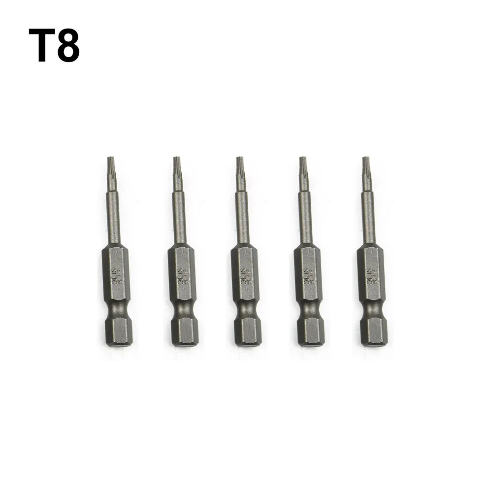 5PCS 50mm 1/4 Inch Magnetic Pentacle Star Head Pentalobe Electric Screwdriver Bit T8 T15 T20 T25 T27 T30 T40 Power Tool